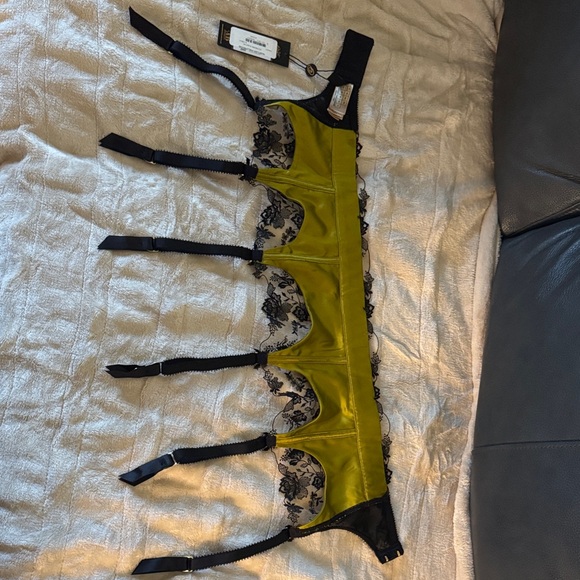 Dita Von Teese Hustler Hollywood green and Black Lace Garter Belt - Picture 6 of 11